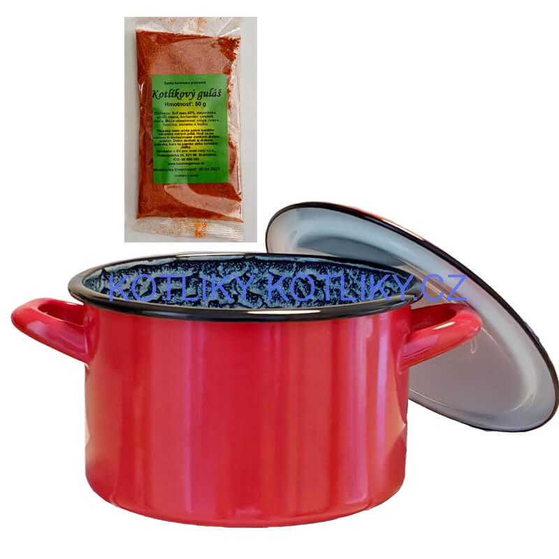Smaltovaný hrnec s poklicí COMBI 3 l + směs koření na kotlíkový guláš 50 g