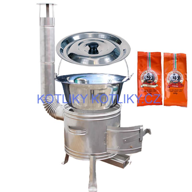 Nerezový kotlík 20 L (1,2 mm) INOX + Nerezová kotlina 42 INOX + paprikový pepř na guláš - MIX 100 g