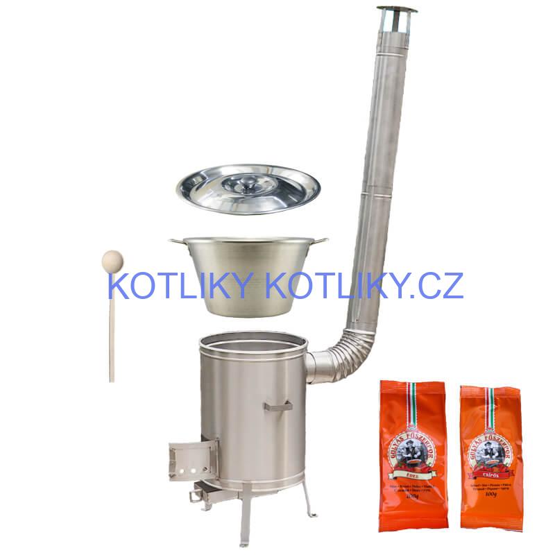 Nerezový kotel 40 L + nerezová kotlina 45 cm LUX + paprikové koření na guláš