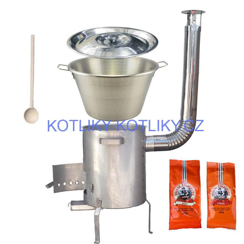 Nerezový kotel 40 L + nerezová kotlina 45 cm 1,5 mm STRONG EXCLUSIVE + paprikové koření na guláš
