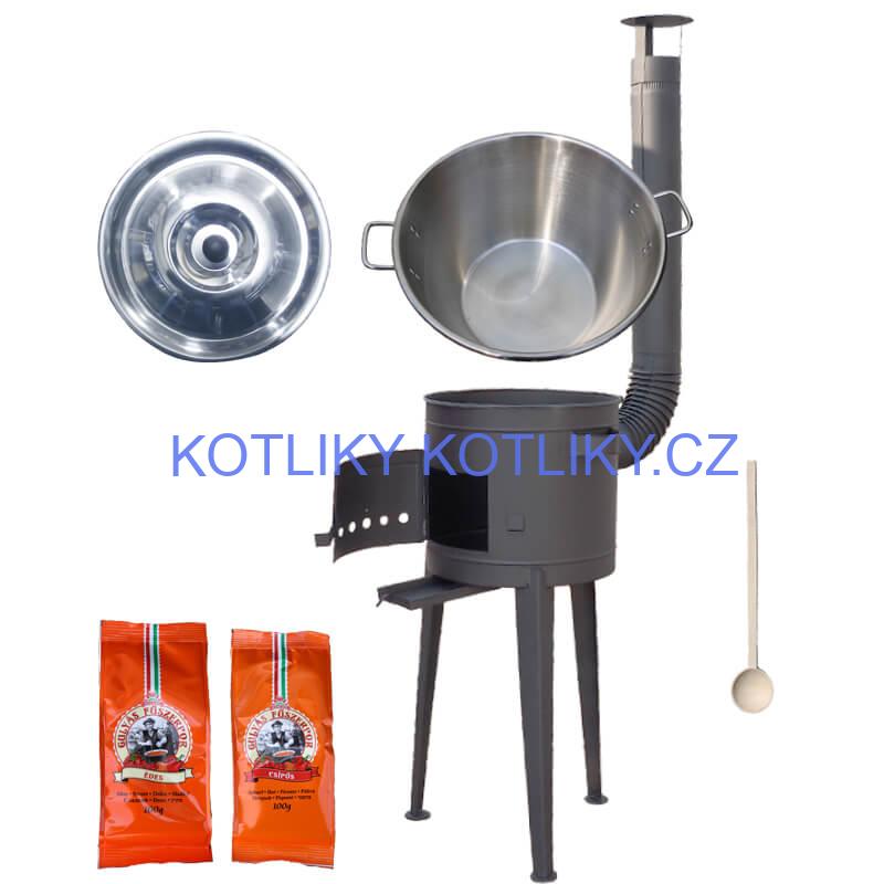 Nerezový kotel 40 L + vysoká kotlina 47 cm (2,0 mm) HODO Plus 600 + paprikové koření na guláš