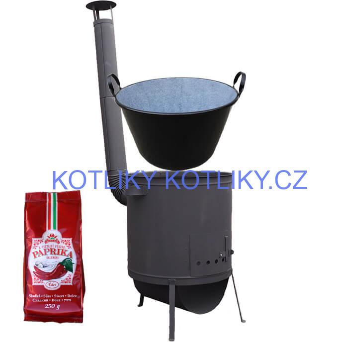 Zabijačkový smaltovaný kotel 100 L, žáruvzdorná kotlina 42 PLUS 600 4 MM + sladká paprika GURMÁN 250 g