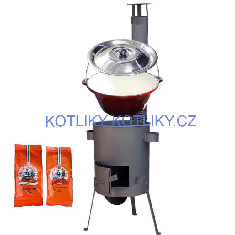 Litinový kotlík se smaltovanou úpravou 22 L + žáruvzdorná kotlina 42 PLUS 600 4 MM + paprikový pepř na guláš - MIX 100 g