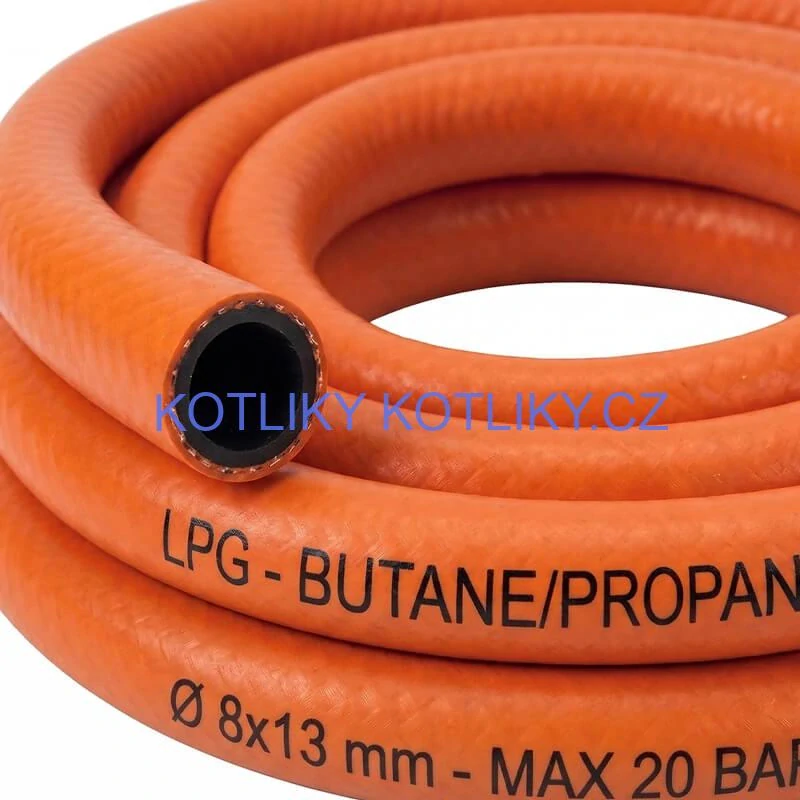 Plynová hadice 2,5 m + 2 spony + levá matice (20 bar)