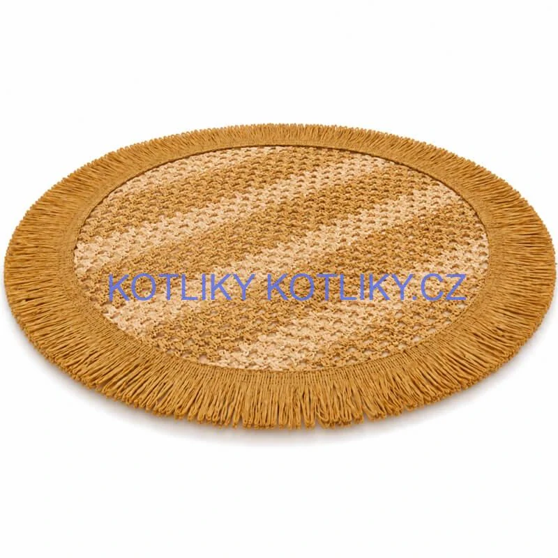 Kulatá přírodní podložka pod talíř se třásněmi 37 cm
