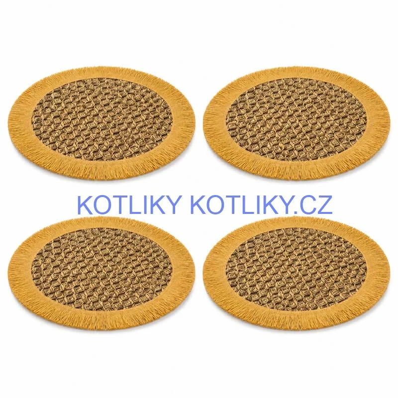 Přírodní podložky pod talíř se třásněmi 37 cm, 4 ks