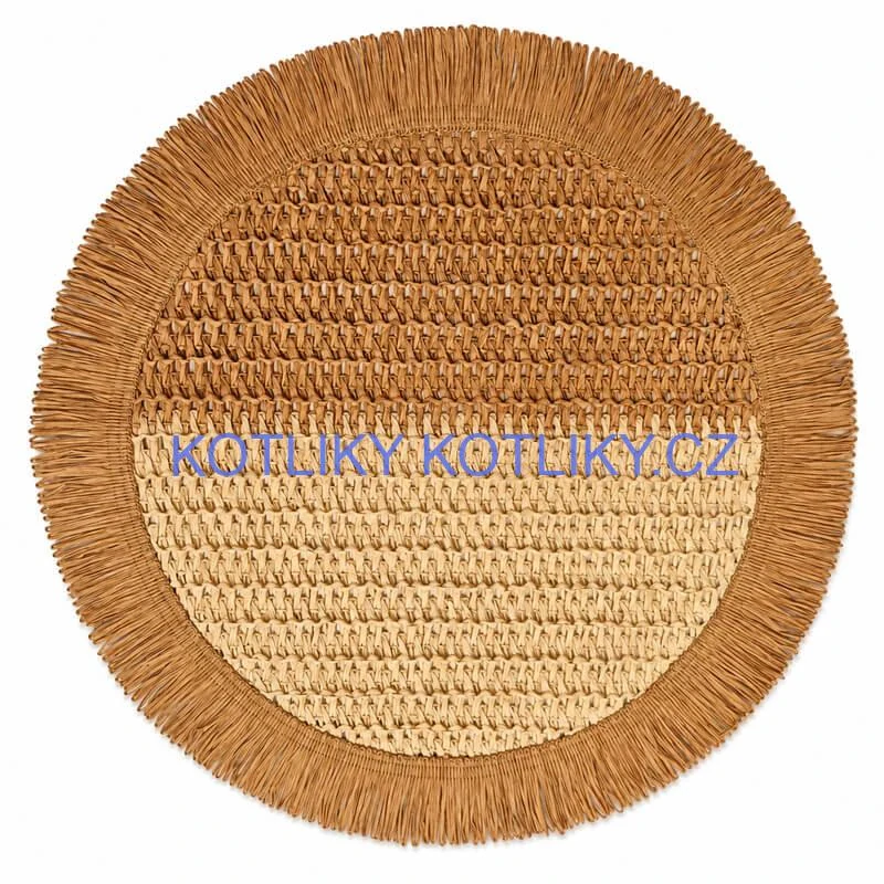 Kulatá přírodní podložka pod talíř se třásněmi 37 cm