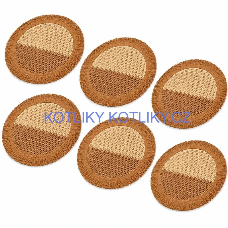 Přírodní podložky pod talíř se třásněmi 37 cm, 6 ks