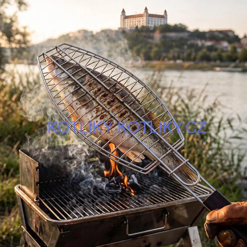 BBQ grilovací rošt na ryby – nerezové grilovací kleště 65 × 15 × 4 cm