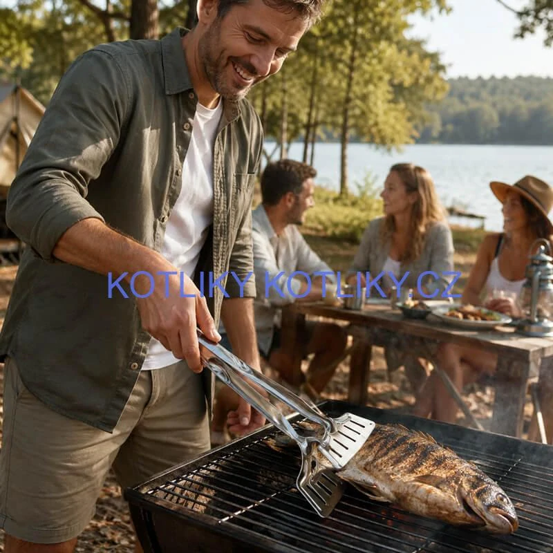Nerezové kleště na rybu – kuchyňská obracečka 2 v 1, 28 cm