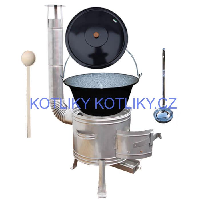 Smaltovaný kotlík 20 L + nerezová kotlina 42 cm TOPLUX