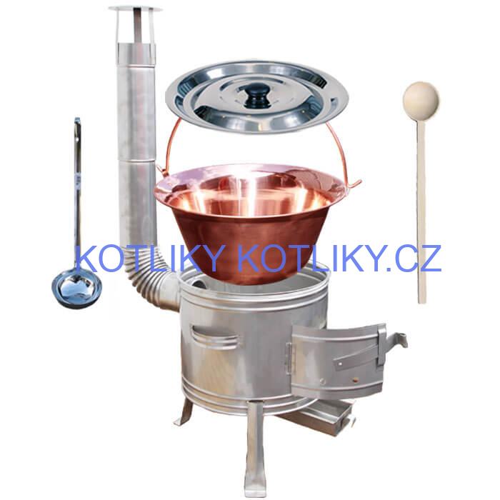 Měděný kotlík 10 L + nerezová kotlina 31 cm TOPLUX