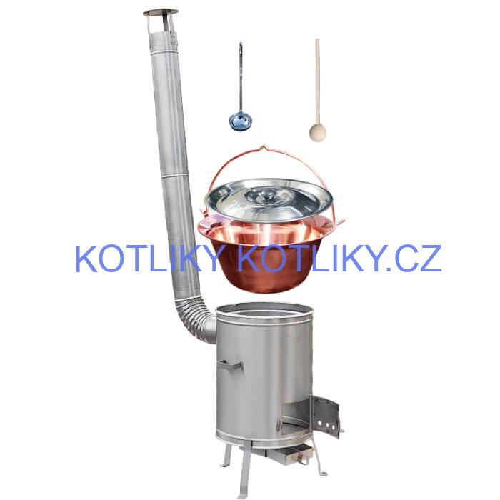 Měděný kotlík 20 L + nerezová kotlina 42 cm + LUX