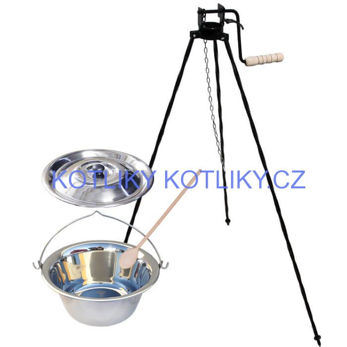Nerezový kotlík 15 L (1,2 mm) + stojan s kladkou VAR