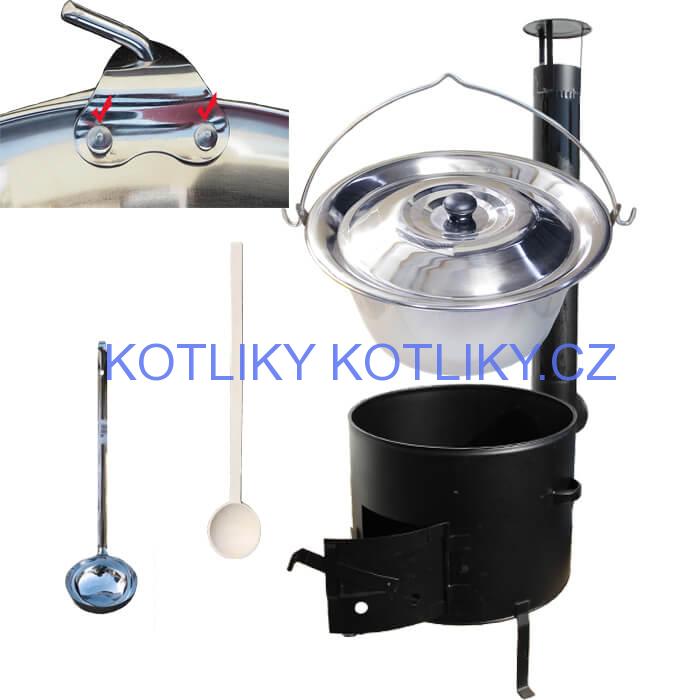 Smaltovaný kotlíkový set 36 cm + zesílený nerezový kotlík 15 L
