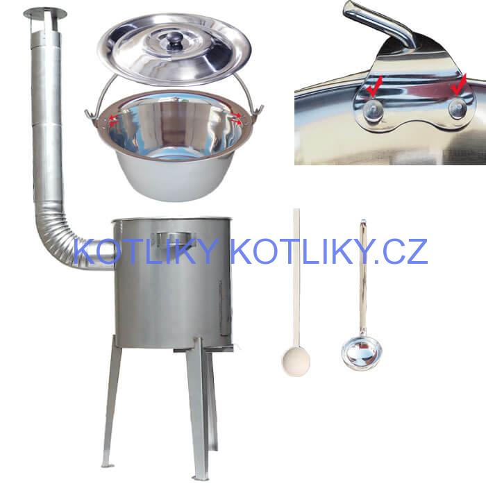 Nerezový kotlík (Zesílený) 30 L + nerezová kotlina 45 cm LUXUS