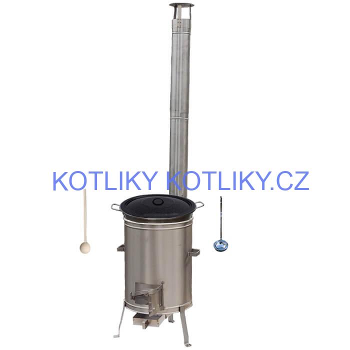 Nerezový kotel 40 L (1,2 mm) + nerezová kotlina 45 cm + vařečka LUX
