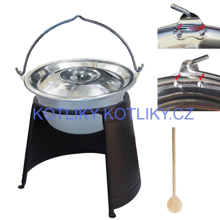 Nerezový kotlík 20 L (0,8 mm) s nýty + chránič plamene