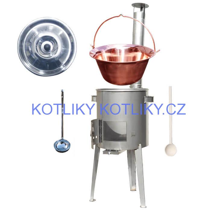 Měděný kotlík 30 L (1,2 mm) + nerezová kotlina 45 cm LUXUS