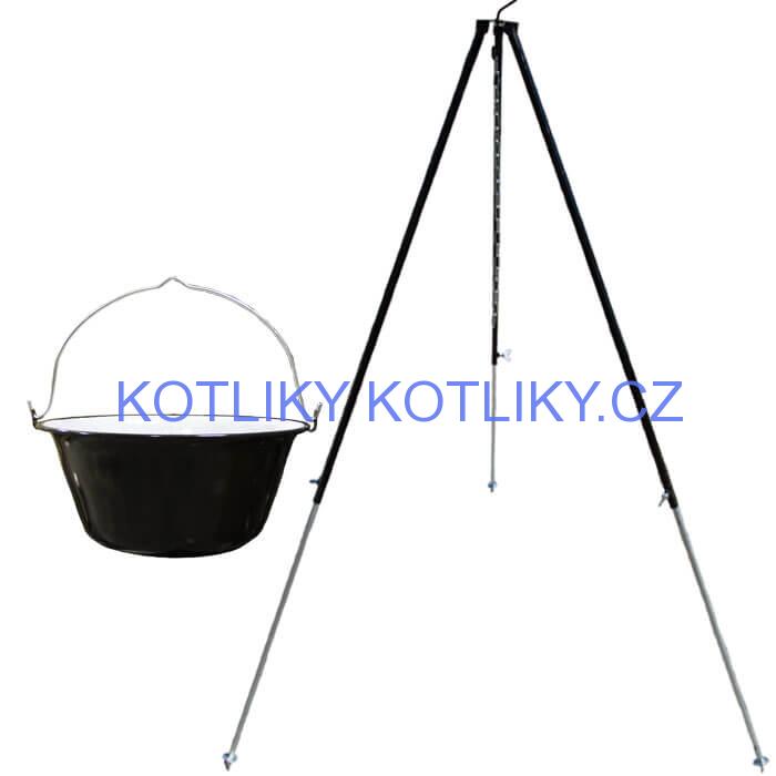 Smaltovaný kotlík 40 L + teleskopicka trojnožka 1,7 m