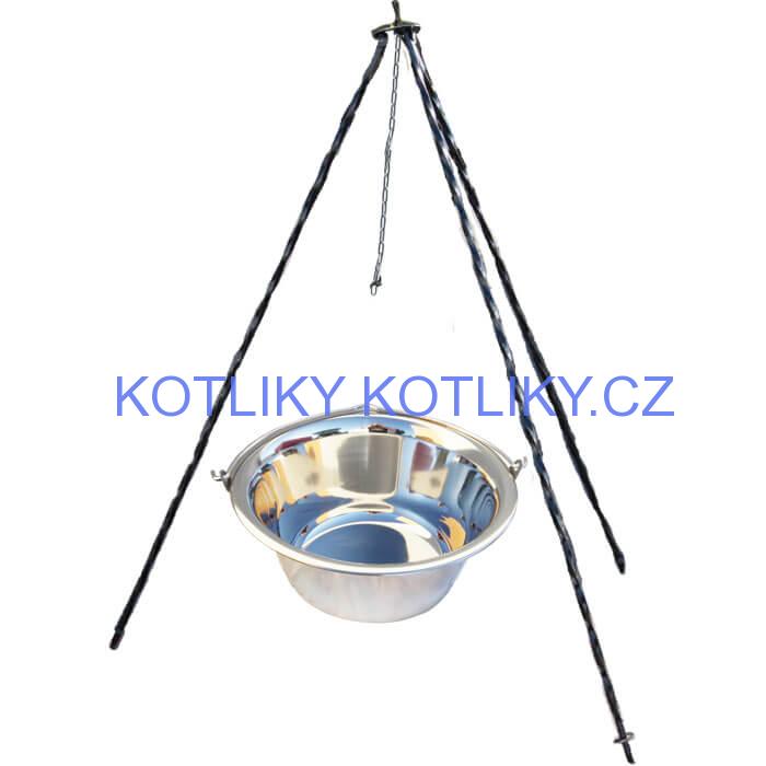 Nerezový kotlík (INOX 0,8 mm) 6 L + trojnožka 1 m