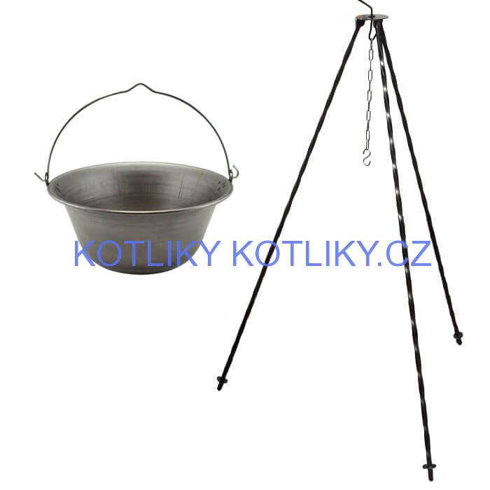 Železný kotlík 10 L (0,75 mm) + trojnožka 1 m