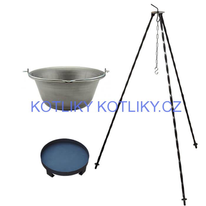 Železný kotlík 6 L (0,75 mm) + trojnožka 1 m + ohniště 36 cm