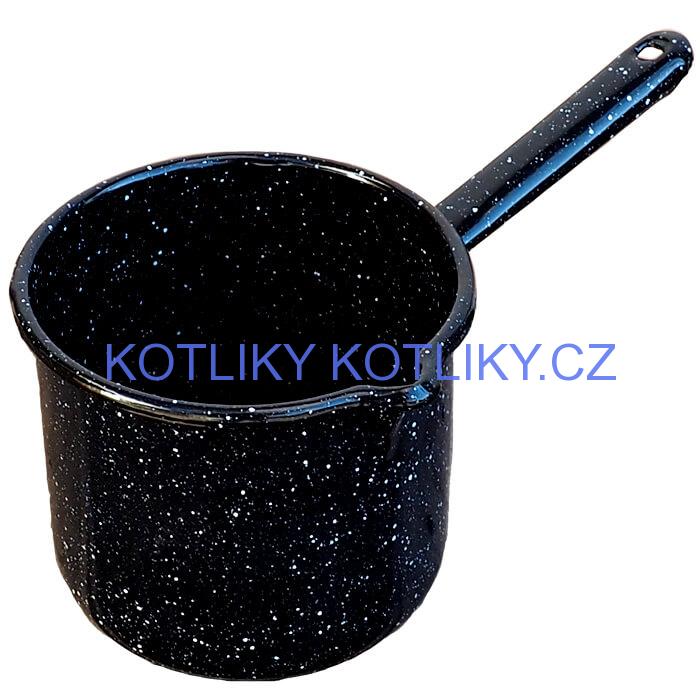 Smaltovaný hrnek s rukojetí 1 L - Černý