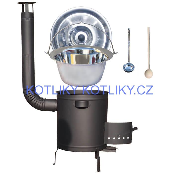 Nerezový kotlík 14 L (0,8 mm) + hrubostěnná (1,5 mm) a žáruvzdorná kotlina 36 PLUS 600