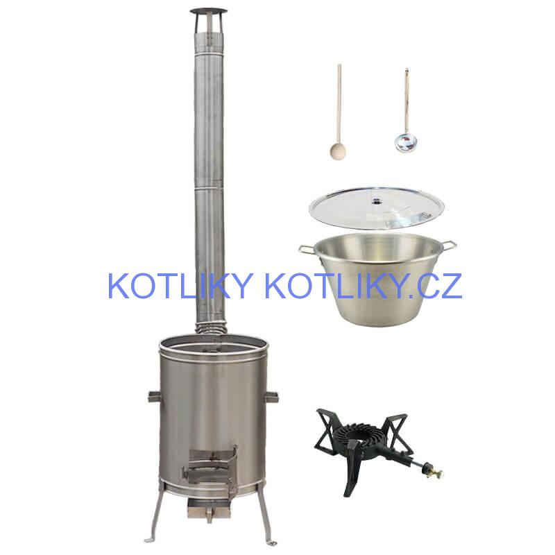 Nerezový kotel 70 L + nerezová kotlina 56 cm LUX + litinový hořák 7 kW BIG PARTY
