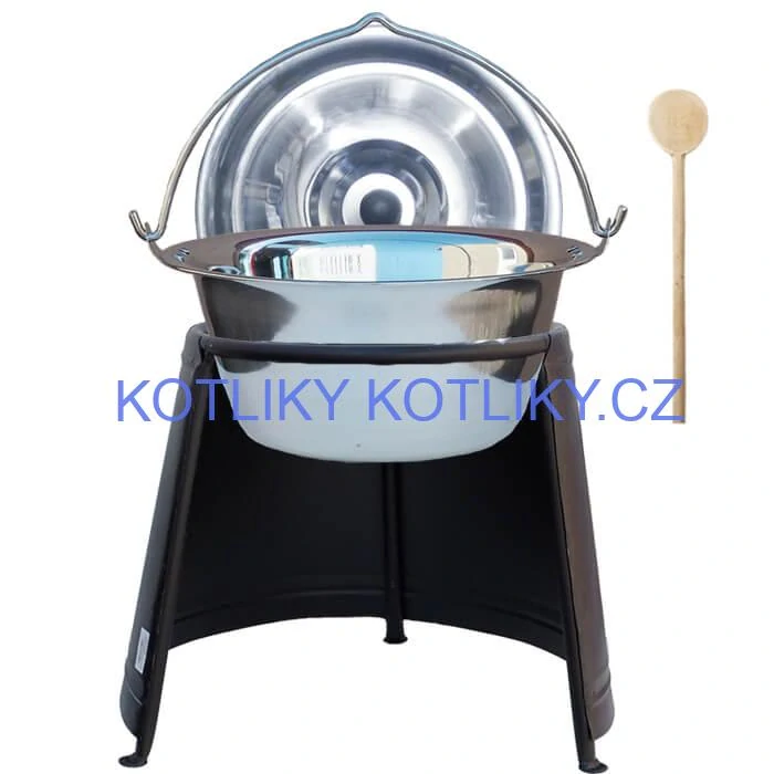 Nerezový kotlík 10 L (0,8 mm) + poklice + chránič plamene