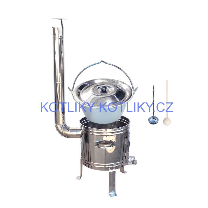 Nerezový kotlík 15 L (0,8 mm) zesílený s nýty + nerezová kotlina 36 cm TOP INOX