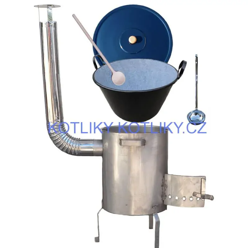 Zabijačkový smaltovaný kotel 50 L + nerezová kotlina 1,5 mm 50 cm STRONG EXCLUSIVE