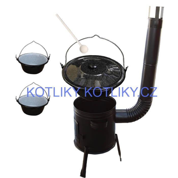 Smaltovaný kotlík 30 L (1,2 mm) + kovová kotlina 45 CLASSIC (KOV) + 2 smaltované servírovací kotlíky 0,8 L
