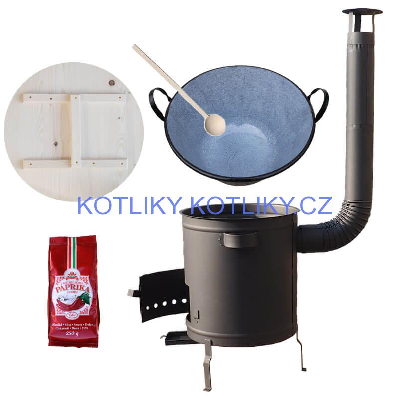 Smaltovaný kotel 80 L + silná kovová kotlina 60 cm (1,5 mm) STRONG PLUS 600 + sladká paprika 250 g