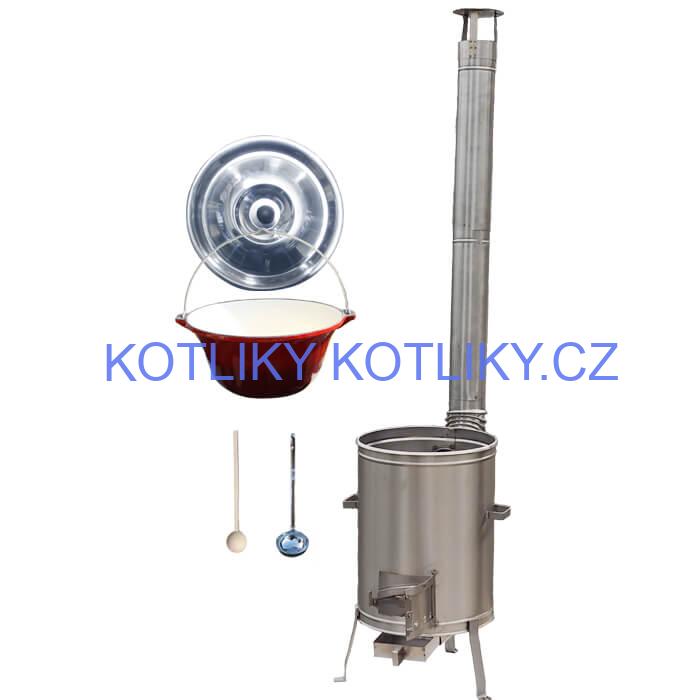 Litinový kotlík se smaltovanou úpravou 10,8 L + Nerezová kotlina 33 LUX