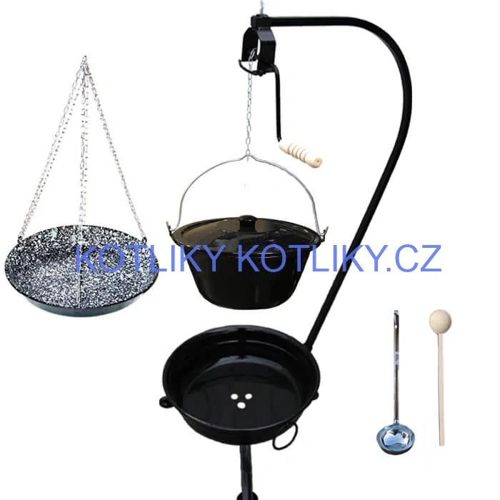 Smaltovaný kotlík 13 L (1,2 mm) + smaltovaná pánev + přenosné ohniště