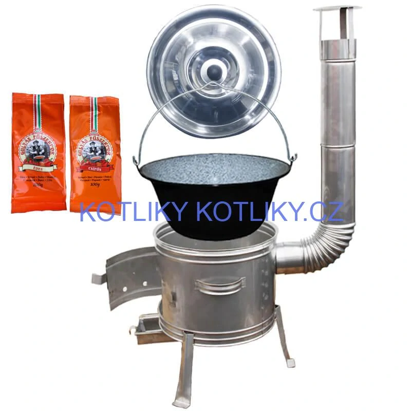 Smaltovaný kotlík 22 L + Nerezová kotlina 42 INOX + paprikový pepř na guláš - MIX 100 g
