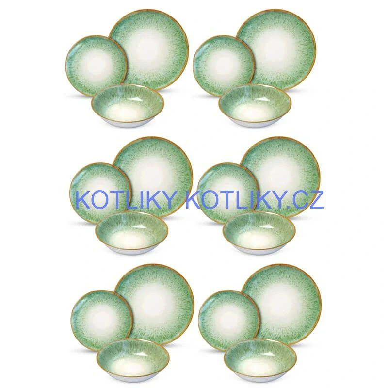 Souprava keramických talířů 18 ks GREEN