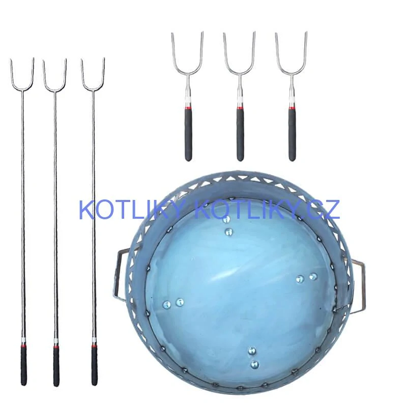 Přenosné ohniště nerezové (1,5 mm) FIFO + Vidličky na opékání teleskopické 6 ks