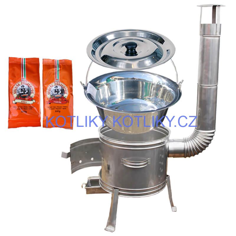Nerezový kotlík 20 L (1,2 mm) INOX + Nerezová kotlina 42 INOX + paprikový pepř na guláš - MIX 100 g