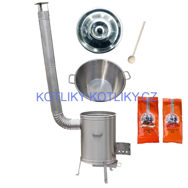 Nerezový kotel 40 L + nerezová kotlina 45 cm LUX + paprikové koření na guláš