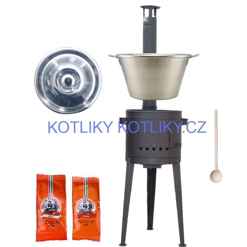 Nerezový kotel 40 L + vysoká kotlina 47 cm (1,5 mm) HODO Plus 600 + paprikové koření na guláš