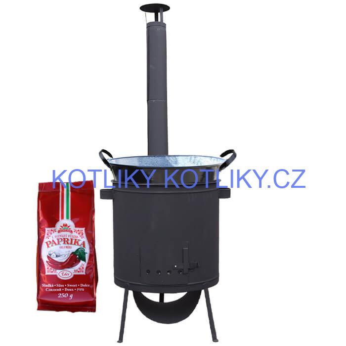 Zabijačkový smaltovaný kotel 100 L, žáruvzdorná kotlina 42 PLUS 600 4 MM + sladká paprika GURMÁN 250 g