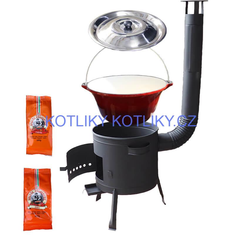 Litinový kotlík se smaltovanou úpravou 22 L + nízká kotlina 42 PLUS 600 + paprikový pepř na guláš - MIX 100 g