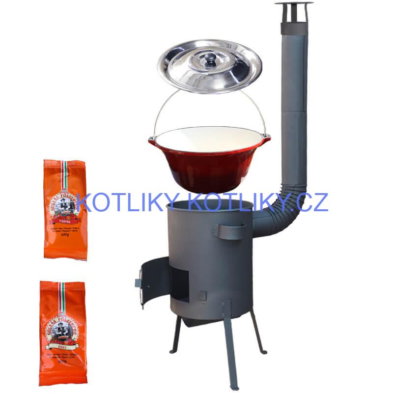 Litinový kotlík se smaltovanou úpravou 22 L + žáruvzdorná kotlina 42 PLUS 600 4 MM + paprikový pepř na guláš - MIX 100 g