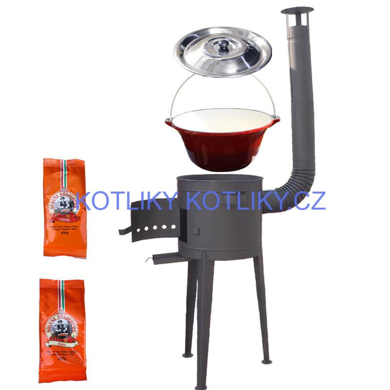 Litinový kotlík se smaltovanou úpravou 22 L + vysoká kotlina 42 PLUS 600 + paprikový pepř na guláš - MIX 100 g