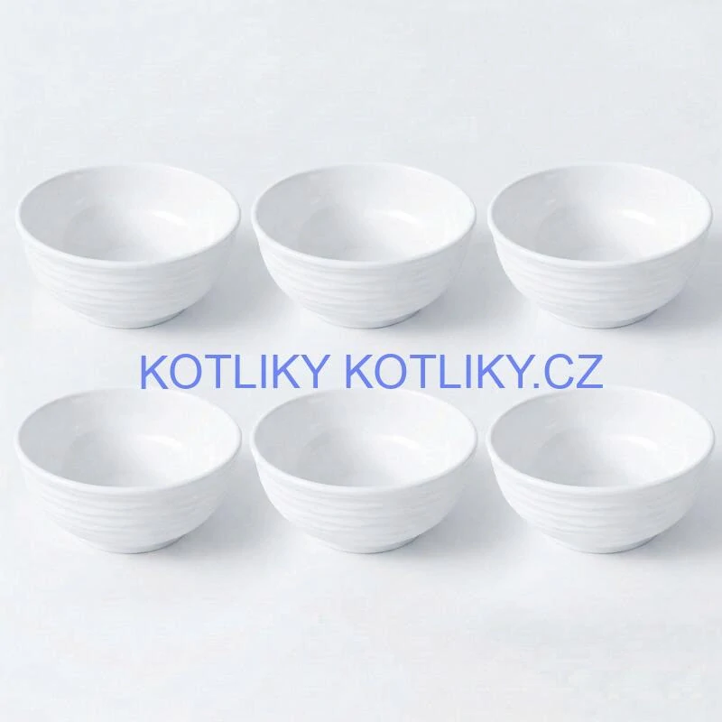 Sada 6 ks: Prémiové bílé misky s kamennou strukturou (750 ml)