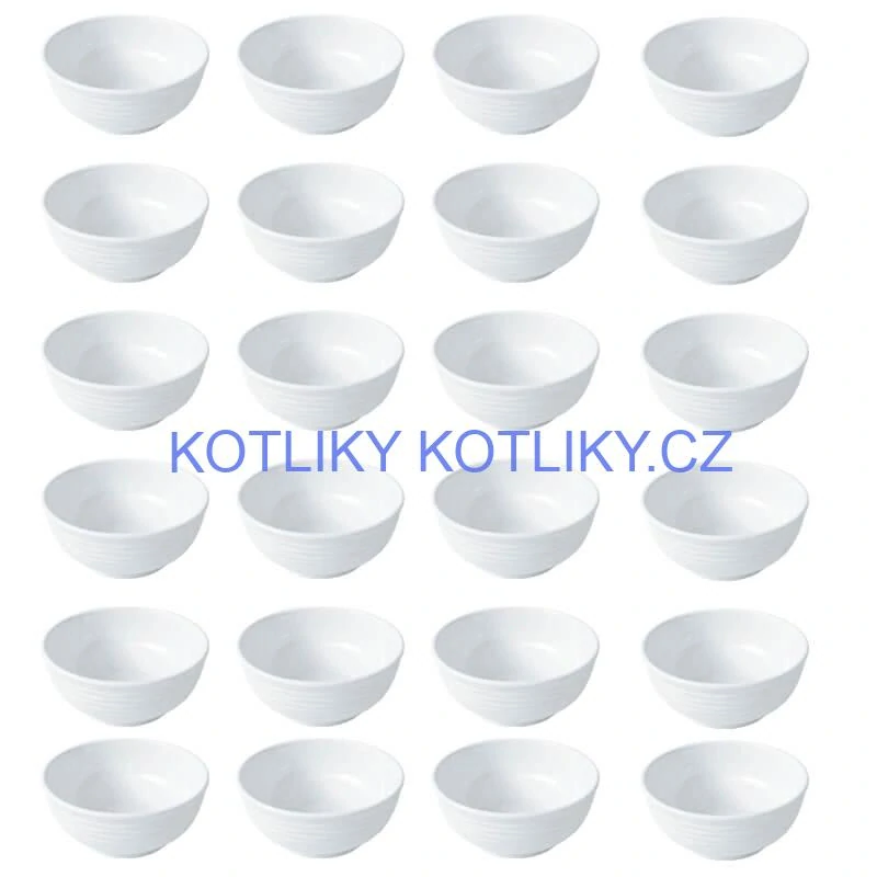 Sada 24 ks: Prémiové bílé misky s kamennou strukturou (750 ml)