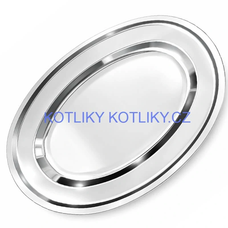 Nerezový oválný podnos (45,5cm) – Odolný servírovací tác na maso i koláče